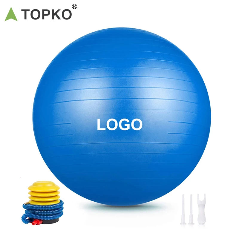 TOPKO 55cm 65mm 75mm Quick Pump Stability Fitness Ball Exercise Ball Yoga Ball