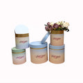 Macaron Gradient-Colored Round Flower Gift Box 3-Hug Bucket Design Cardboard Packaging with Embossed Printing