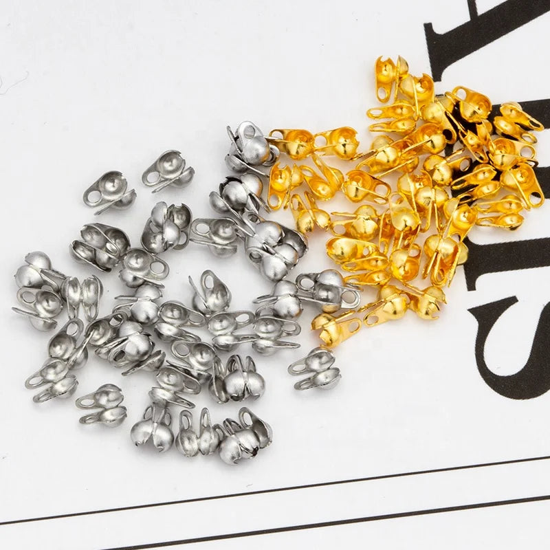 DIY Stainless Steel Beads Chain Clasp Wave Bead Flat Jewelry Chain Components Clasps DIY Jewelry Making