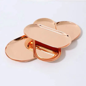 Best-Selling Silver Golden Rainbow Rose Golden Modern Nordic Style Stainless Steel Rolling Multifunction Oval Tray Storage