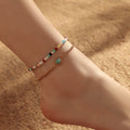 Female Stylish Cute Color Bead Non Tarnish Anklet Stainless Steel Crushed Stone Boho Bulk Ankle Bracelet for Women