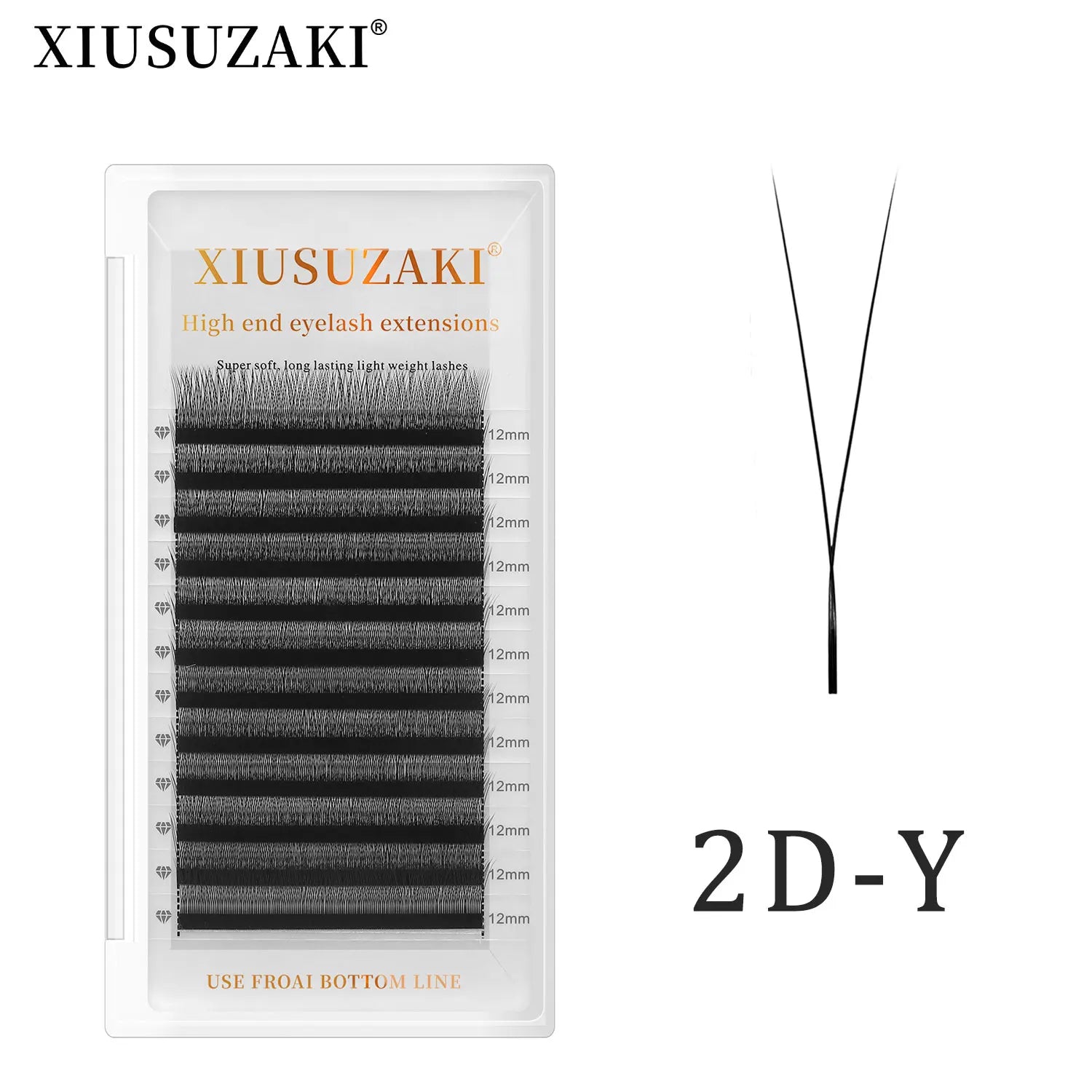 XIUSUZAKI Cross 0.07 2D Y Shape Velvet Flower Premade Fans Lash Extension Hand Woven Soft 2D-Y Shape Eyelash Extension