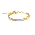 Half Link Chain & Cubic Zirconia Bracelet Jewelry Stainless Steel CZ Tennis Bracelet Diamond