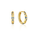 INS S925 Sterling Silver Gold-Plated 9MM Wide Hoop Circle Earrings with Blue Zircon Star Micro-Inlaid for Parties and Gifts