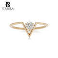 Personality Stylish Luxury Fine Jewelry 18k Gold Plated 925 Sterling Silver Triangle Pyramid Inlaid Zircon Rings for Women