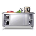 Storage Cabinet with Sliding Door Kitchen Assembly Space Customized Stainless Steel Kitchen Workbench Worktab with Cabinet