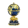 SHINNYGIFTS Blue Vintage Egg Shaped Trinket Box Global Home Decorative Gifts Featuring Creative Pewter Boat Inspired Feng Shui