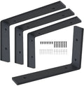 8 Inch Black Floating Shelf Bracket Metal Wall Shelf Brackets with 1/5 Inch Thick Holds 160 lb for Wood Shelves