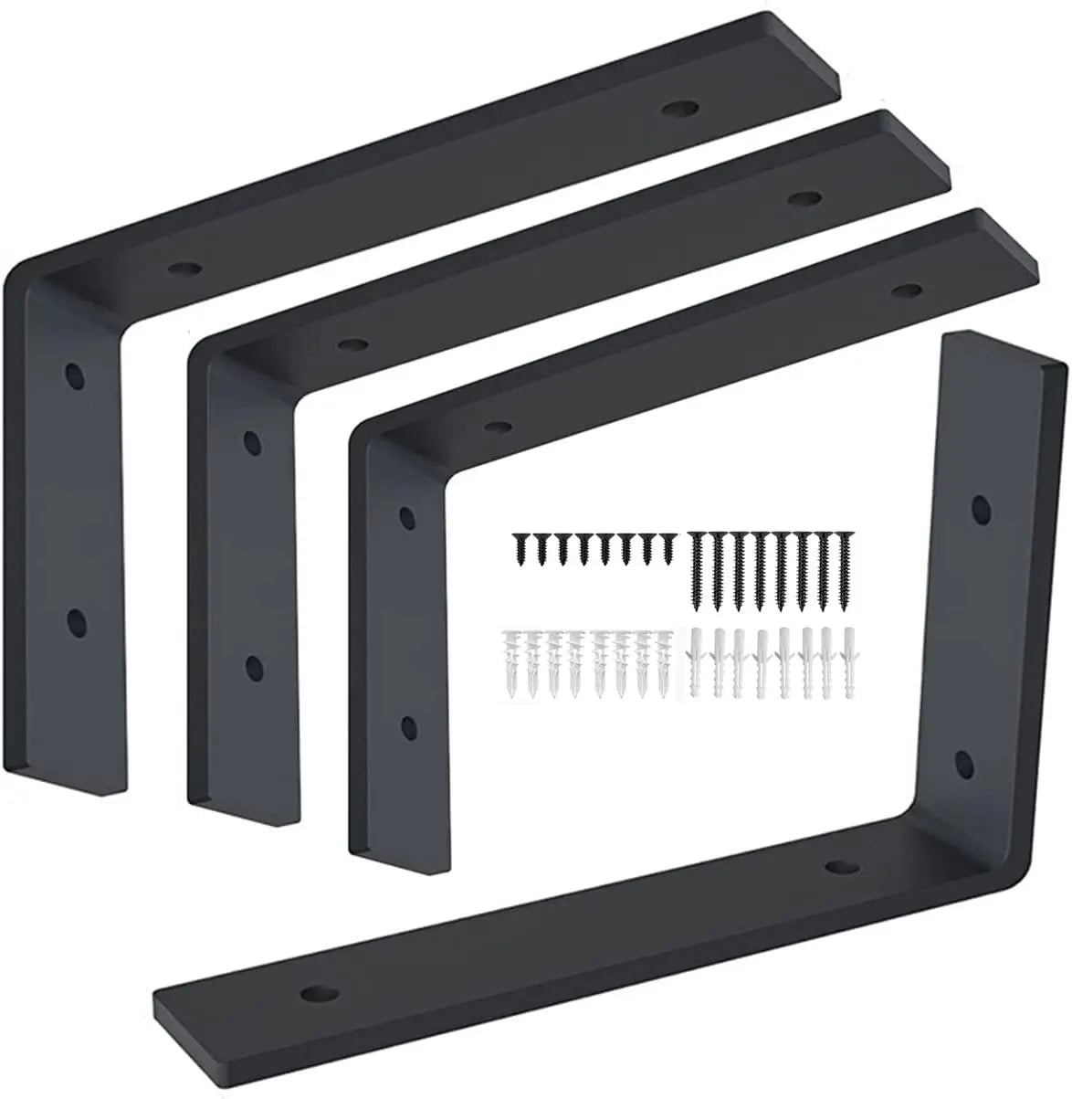 8 Inch Black Floating Shelf Bracket Metal Wall Shelf Brackets with 1/5 Inch Thick Holds 160 lb for Wood Shelves