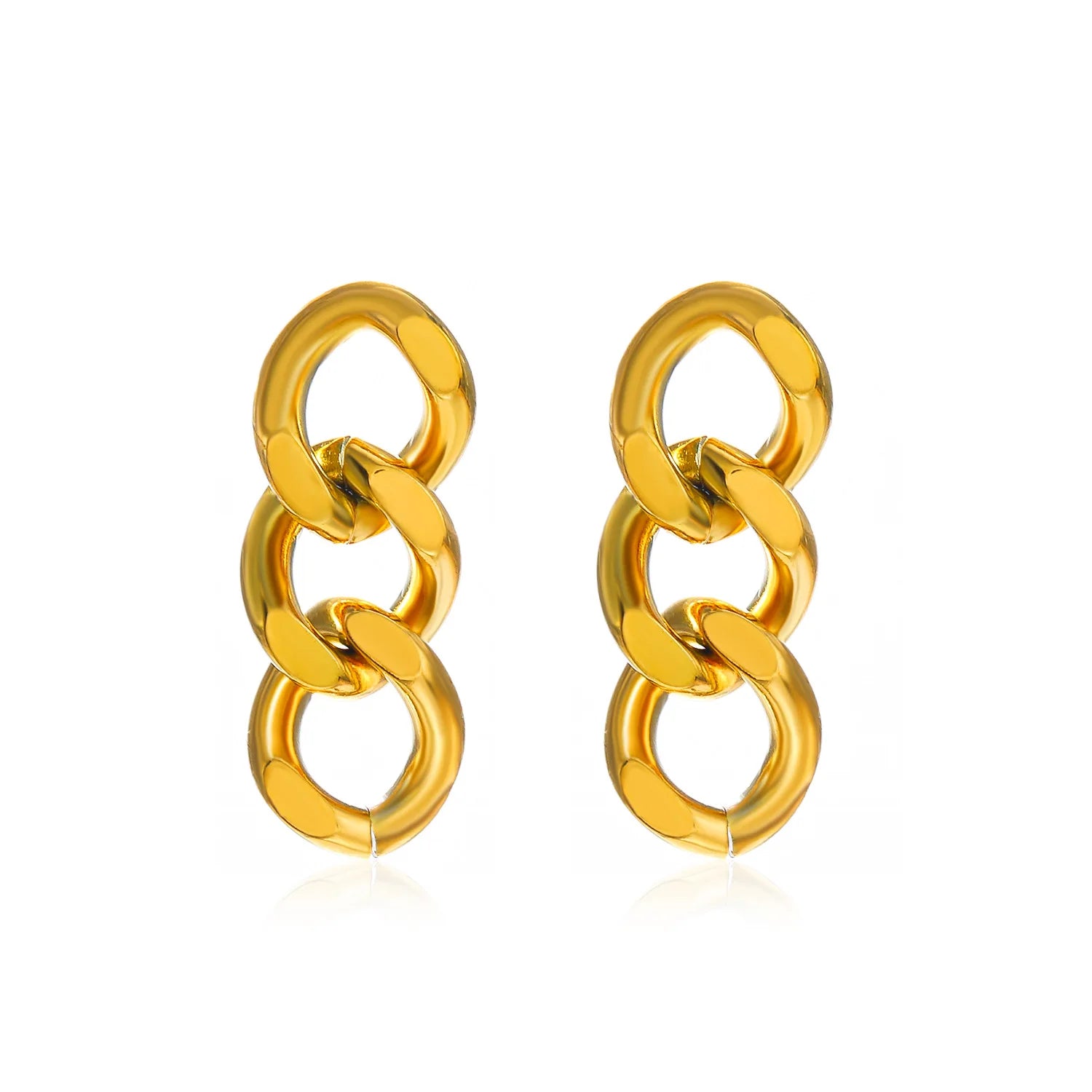 Fashion Hypoallergenic Tarnish Free Jewelry Tassel Earrings 14k Gold Plated Stainless Steel Thick Cuban Chain Earring YF3205