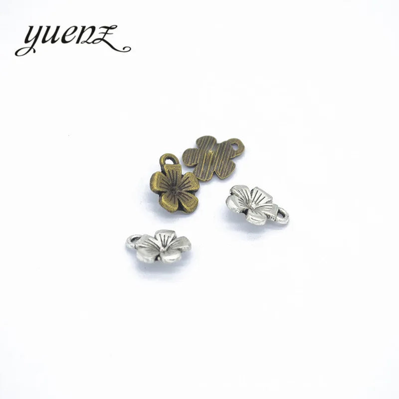 YuenZ Alloy Charms Antique Silver Color Flower Pendants Jewelry Findings for DIY Handmade Jewelry Making 11*9mm Q130