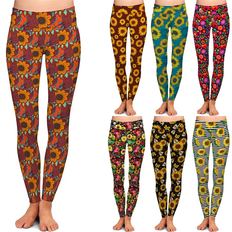 2022 Hot High Waisted Funky Womens Casual Breathable Printed Colorful Double Brushed Milk Silk Buttery Super Soft Leggings
