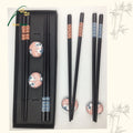 Reusable Sushi Sticks Customized Wood Personalized Chopsticks with Ceramic Rest Gift Set