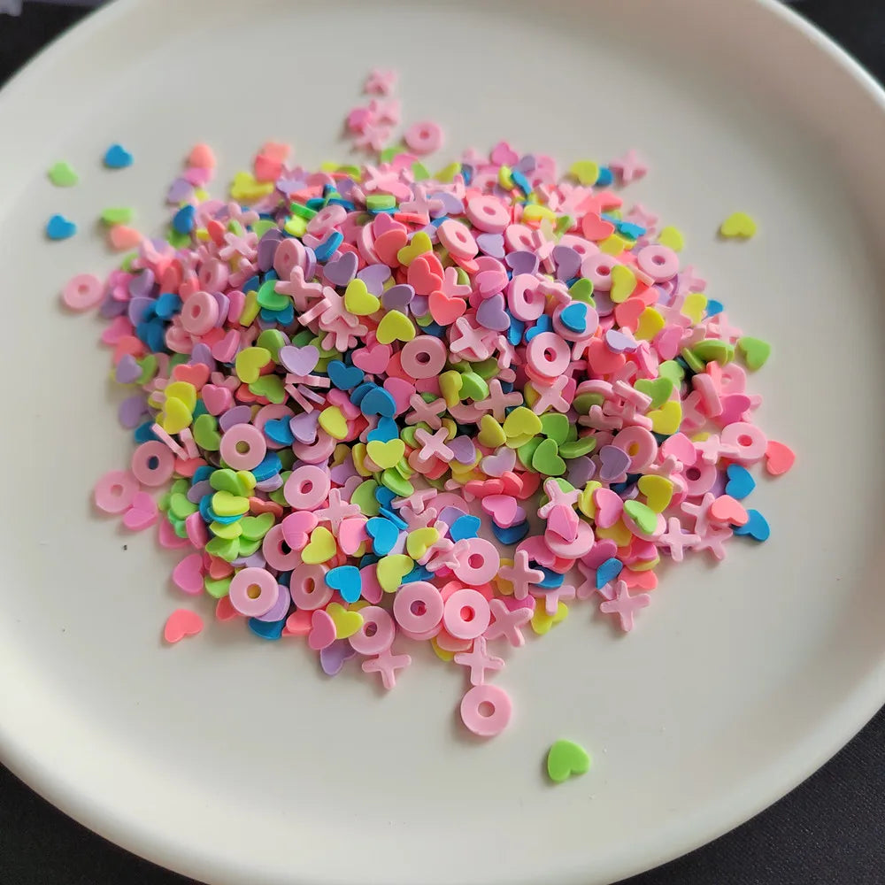 5m Colorful Heart Polymer Clay Slices Valentine's Day Craft Mini Sprinkles for Diy Scrapbook Nail Art Ornament
