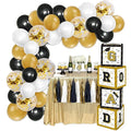 Balloon Black Gold White Balloon Arch Garland with Boxes for 2022 Graduation Party New Year Backdrop Decor Set