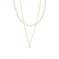 Attractive  New Design Stainless Steel Classic Fashion Personalized Pearl Jewelry Double Layer Wholesale Halskette for Woman