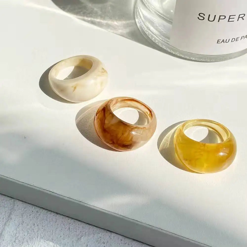 Natural Stone Rings Ring Men and Women Hip Hop Wood Resin Jewelry Manufacturers Direct Sales