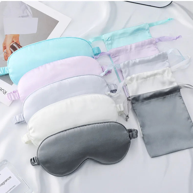 Silk Eye Mask Satin Blindfold Smooth Soft Breathable Travel Eye Cover Eyeshade with Elastic Strap for Women