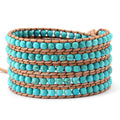 Women's Bohemian Style Silicone for Bracelet Semi-Precious Turquoise Stone Western Jewelry Braided Rope Gift