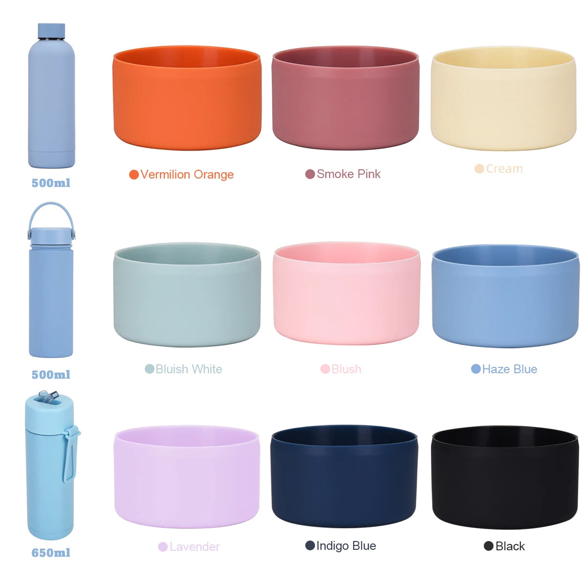 Multi-Color Silicone Base for Water Bottle Anti Slip Base Insulation Flask Bottom Protective Sleeve Drinking Bottle Accessories