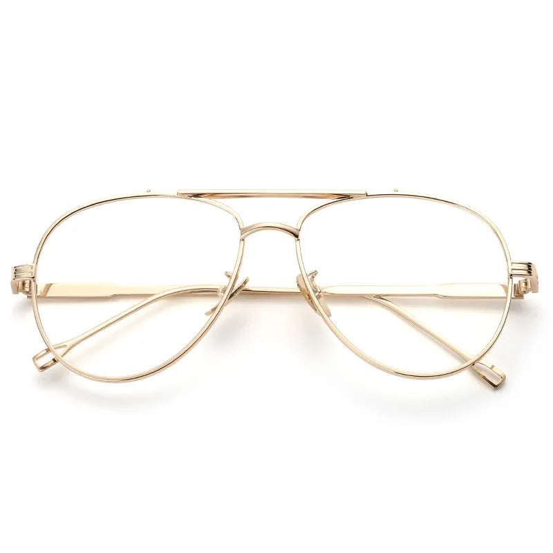 Ultralight Glasses Frame Men Big Size Double-Beam Pilot Prescription Eyeglasses Optical Oval Gafa