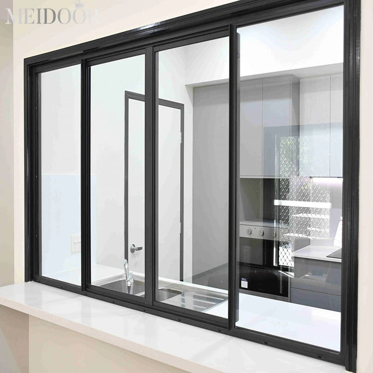 Aluminum Frame Custom Dimensions Tempered Glass Manual Push Sliding Window for Interior Bedroom Kitchen Unbreakable Window Glass
