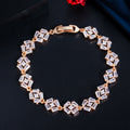 European Stylish Sparkle White Trapezoidal Icy Cubic Zirconia 18K Gold Plated Bracelets for Women Engagement Party Jewelry