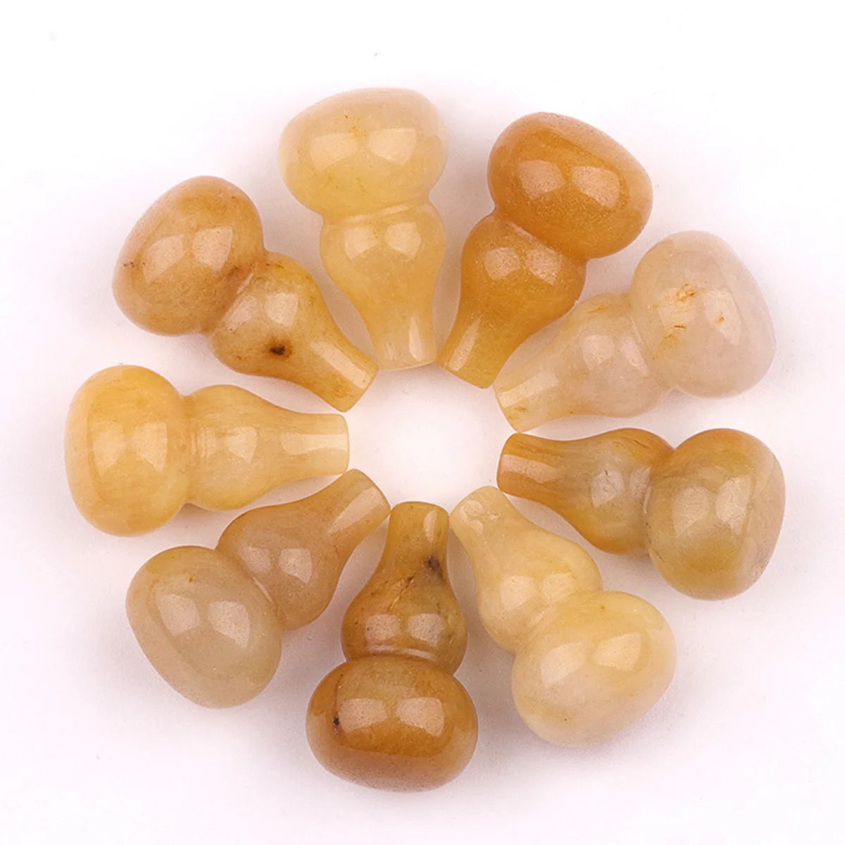 Fashion Yellow Jade Natural Stone Calabash Shaped Pendant Healing Stone Handicraft Decoration Used for Necklace Making Gift