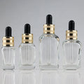 Empty 10ml 30ml 50ml Clear Square Glass Cosmetic Serum Essential Oil Dropper Bottles