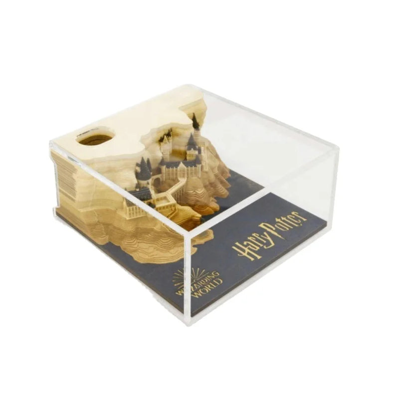Famous Movie Building Harry Series Hogwarts Castle Memo Cube 3D Movie Building Block Notepad
