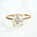 Goldleaf 14K Yellow Solid Gold Rhodium Plated Engagement Wedding Ring Oval Cut Moissanite Classic Style Claw Setting Women