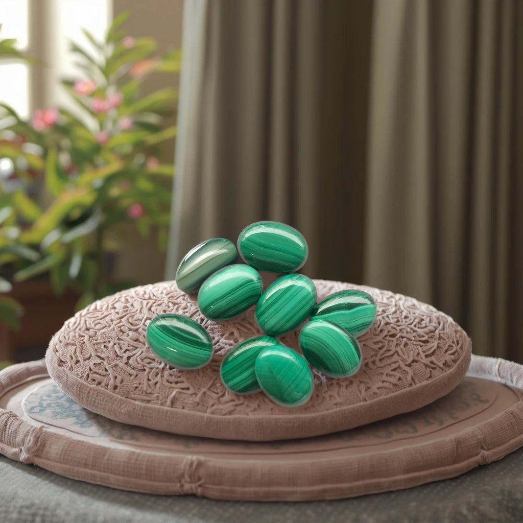 Natural Malachite Oval Shape Cabs Lot in Oval Shape Loose Gemstones for Jewelry Making Trendy Cabochon Wholesale Loose Cabs