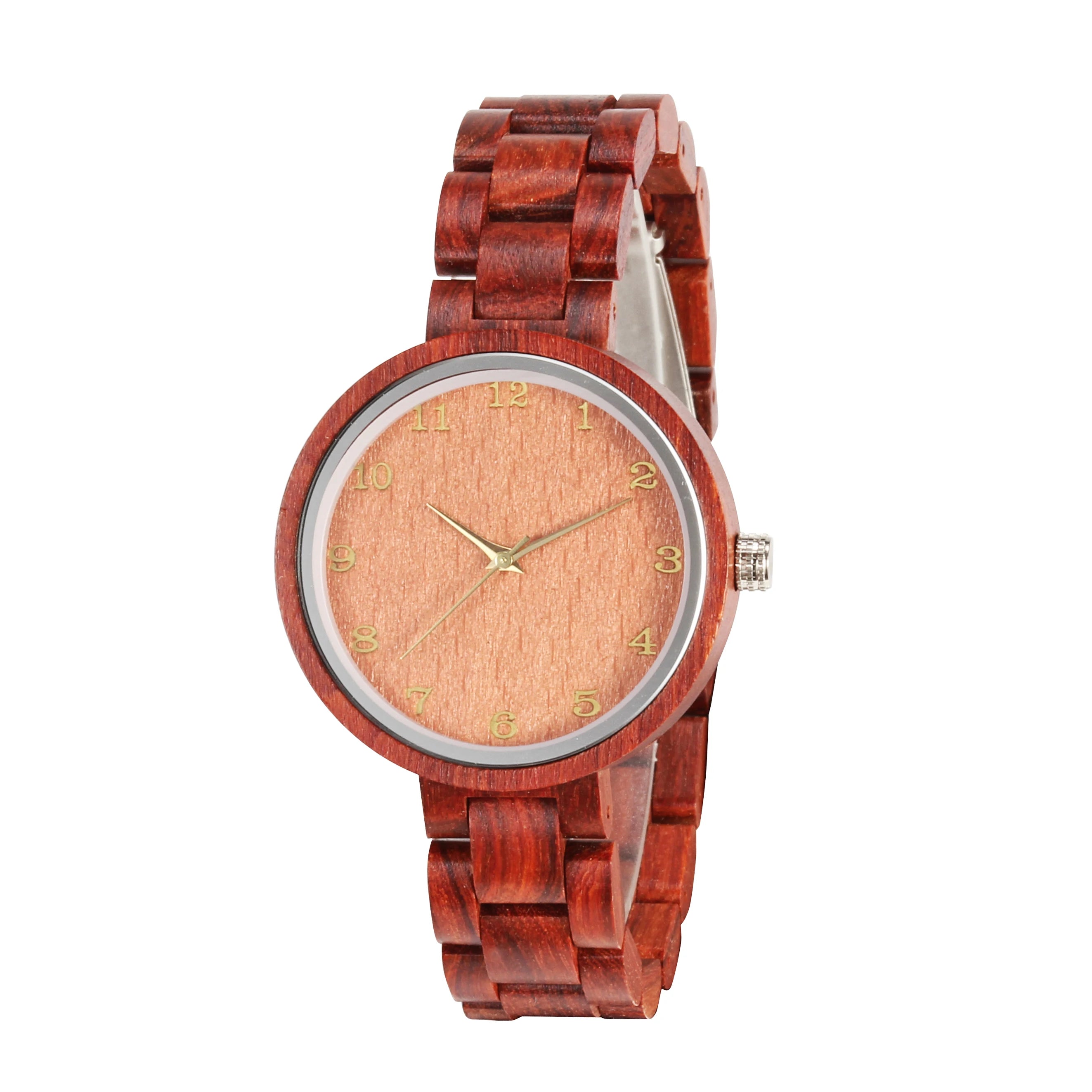 Women's Luxury Rosewood Quartz WristWatch 39mm Dial Diameter Wooden Watch for Business