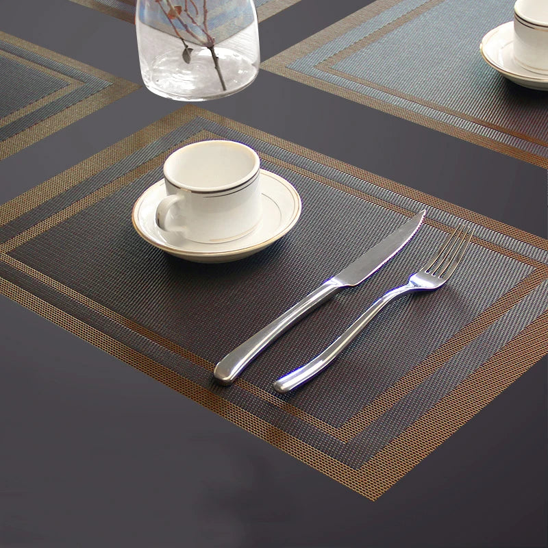 Square Plate Tableware Waterproof PVC Plastic Rattan Placemat Non-Slip and Heat Resistance for Wedding Food Serving