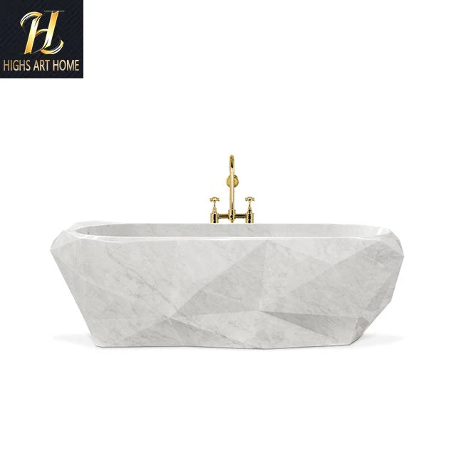 Nordic Light Luxury Marble Material Brass Fittings Bathtub Villa Modern Designer Freestanding Bath Tub