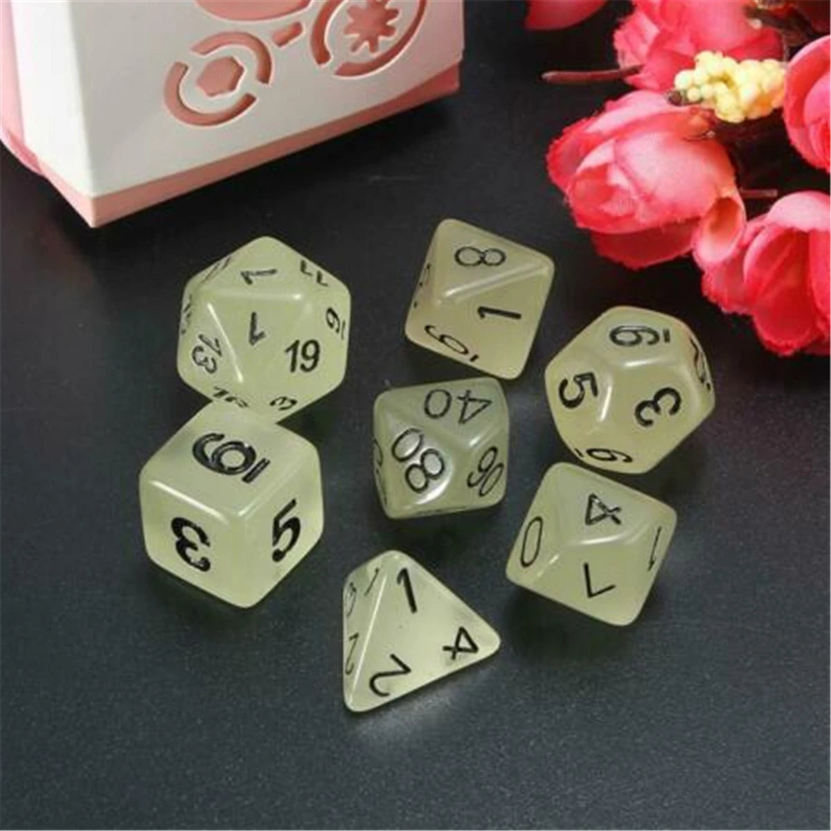 7pcs Luminous Polyhedral Dice Set for TRPG MTG D&D Table Games Party Novelties