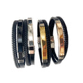 New Jewelry Products Support Lettering Handmade Retro Woven Leather Bracelet Couples Pair Punk Stainless Steel Bracelet