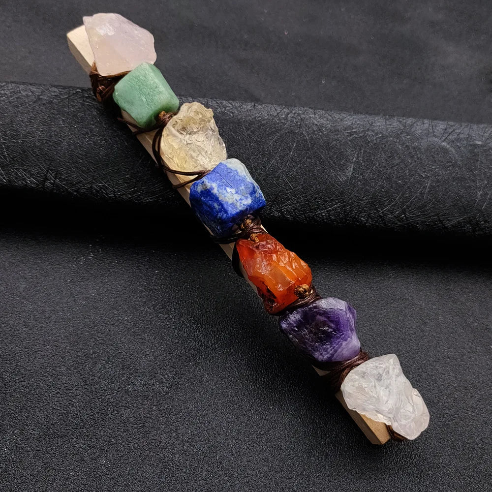 Natural Crystal for Yoga Meditation Energy Reiki Healing Balance Woven Ornaments Seven Chakra