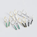 Women 925 Sterling Silver Gold Plated Vertical bar Cubic Zircon Drop Bezel Bars Earrings Huggie Earring Jewelry