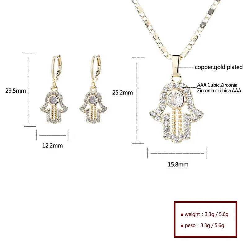 Hengdian Chic Rose Earrings Pendant 18K Gold-Plated Religious Cactus Eyes Necklace Chic Diamond Jewelry Set Women's Engagement