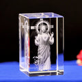 Small Bridge Custom Private Label Religious Ornaments Souvenir 3D Laser Etched Crystal Cross and Jesus Christ Small Crystal Cube