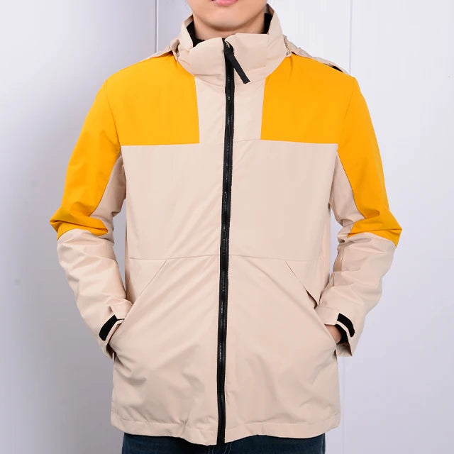 Men's Lightweight Soft Shell Jacket Waterproof Outdoor Windbreaker With Hoodie Collar and Zipper Closure Customizable