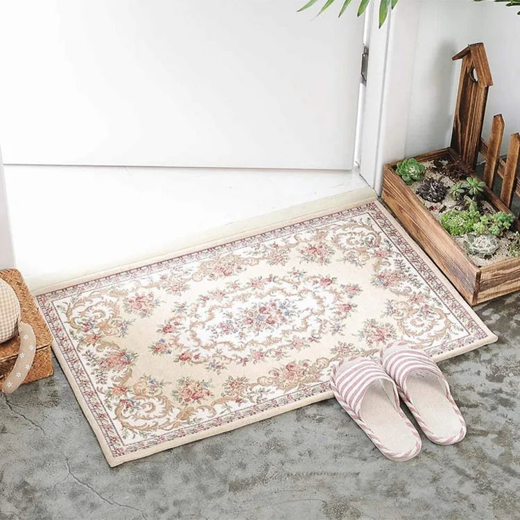 Portable Luxury Chenille Jacquard Floor Mat and Carpet Rug Anti slip Rug