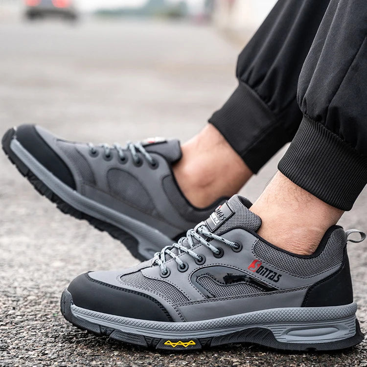 New Arrival Men's Casual Breathable Safety Shoes Steel Toe Non-Slip Work Boots Comfortable Hiking Running Shoes Summer Winter