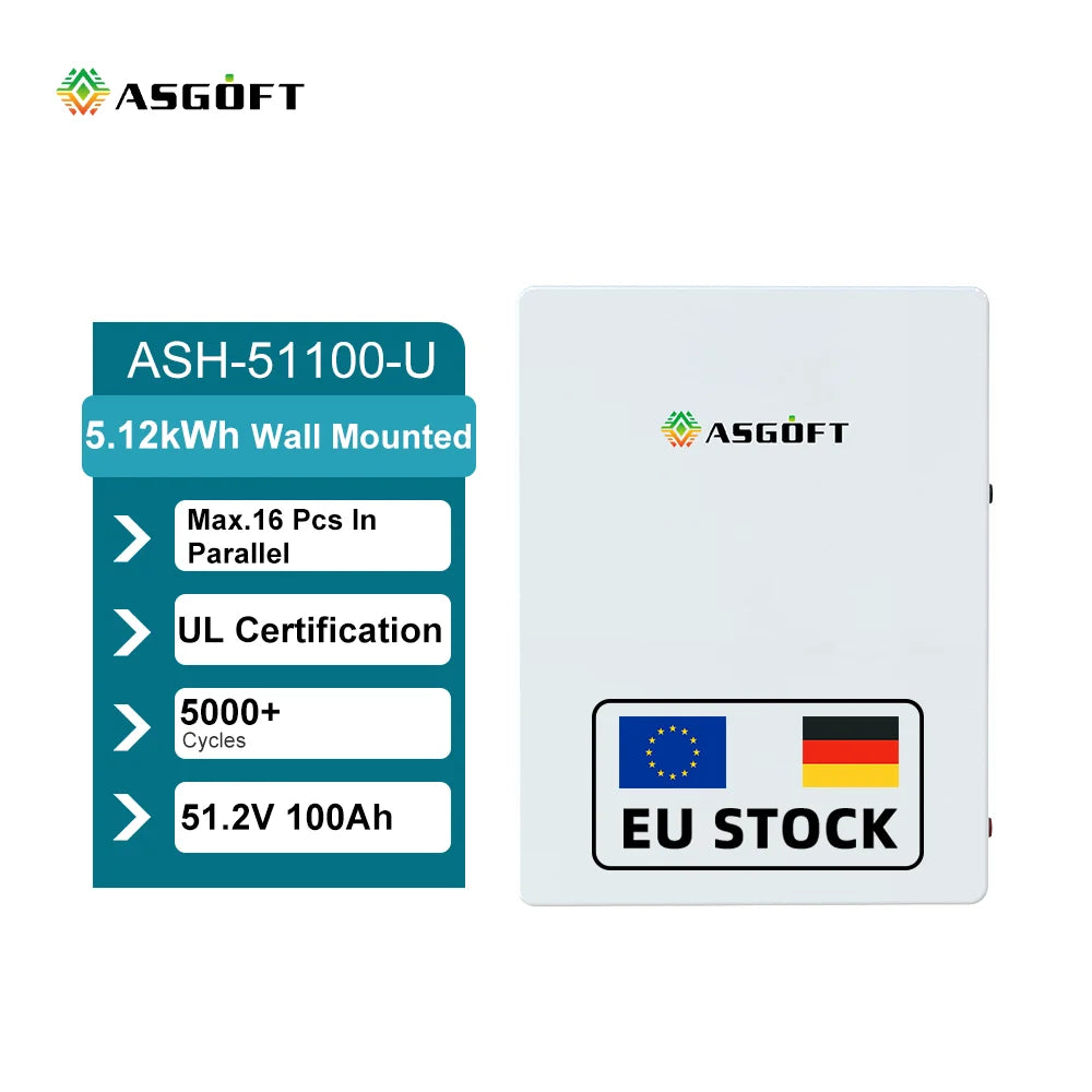 Germany Stock 100ah Lifepo4 Battery 51.2v 100ah 5kwh Solar Energy Storage Power Stackable 200ah/10kwh Capacity EU/USA Hybrid CAN