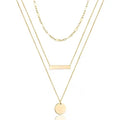 Fashion Jewelry 925 Sterling Silver 14k Gold Plated Link Chain Three Layered Pendant Necklace