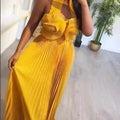 Miyake Pleated Sexy Suspenders butterfly Lace Lacing + Wide-leg Trousers Casual Temperament Two-piece Women's Suit