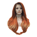 Celebrity Wig  New Designed Dark Root Orangel Color Daily Life Wearing Futura Henlon Fiber Synthetic Lace Front Wigs