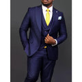 Dark Blue Men Groom Tuxedos One Button Menl Groomsmen Wedding/Prom/Dinner Man Blazer Jacket Pants Vest