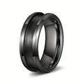 Poya Classic Black White Ceramic Blank Ring for Men Women 6mm & 8mm Beveled Edge Groove Engagement Gift Christian Jewelry